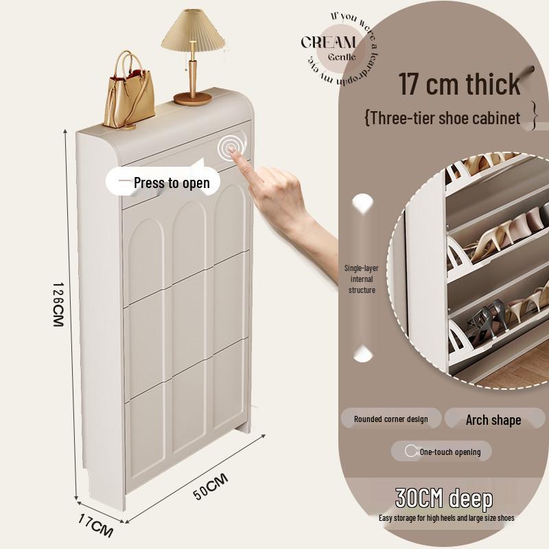 Ultra-Thin Flip-Top Shoe Cabinet & Coat Rack for Entryway Hallway Storage