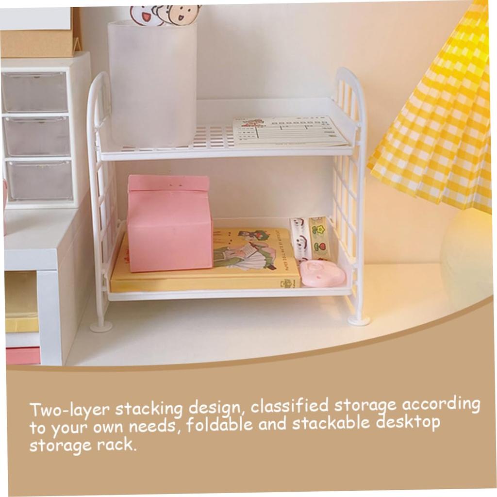 Scaffale Multifunzionale in Plastica a 2 Piani Organizer per Trucco per Skincare Ufficio Cucina Camera da Letto Bagno Scaffale Vuoto a Due Strati
