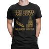 Men I Like Whiskey And Cigars And Maybe 3 People T Shirts 100% Cotton Tops Summer Classic Short-Sleeved T-Shirt O Neck Tshirt