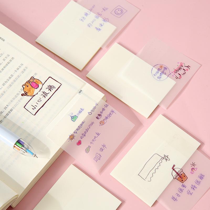 50 Sheets Creative Transparent PET Waterproof Sticky Notes Tear-off Simple Sticky Notes Office Note-taking Labels