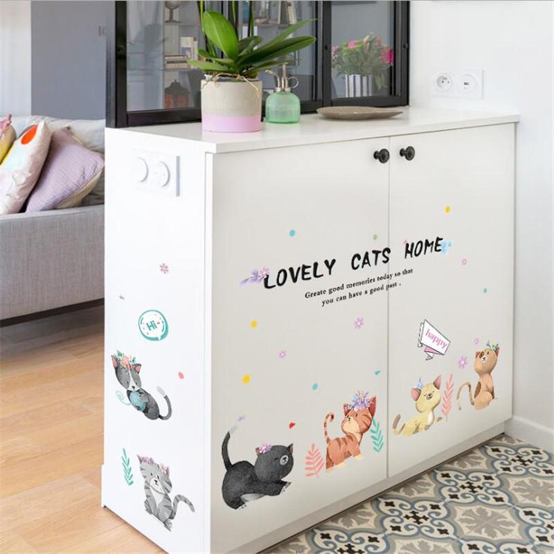 3D Cartoon Color Cat Princess Room DIY Wall Sticker Study Room Bedroom Wall Decoration Art Mural  Kids Room Decoration