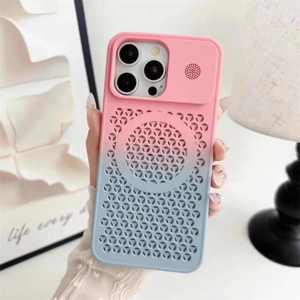 Fashion Colorful Honeycomb Aromatherapy Magnetic Cooling Protective Case for iPhone 15 14 13 12 Pro Max Cooling Shockproof Case