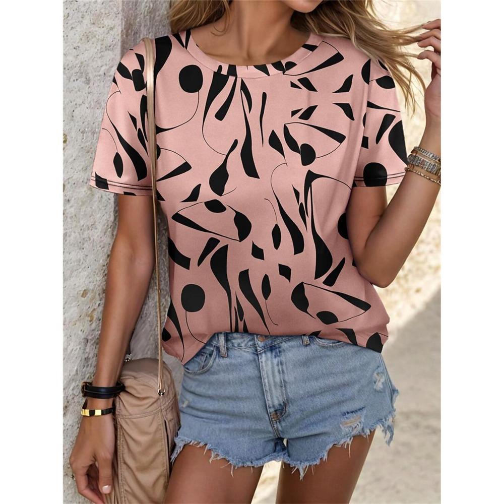 

Женская футболка с граффити, ежедневный 3D-принт, короткий рукав, модные топы с круглым вырезом, летняя и весенняя футболка Harajuku для девочек 5XL