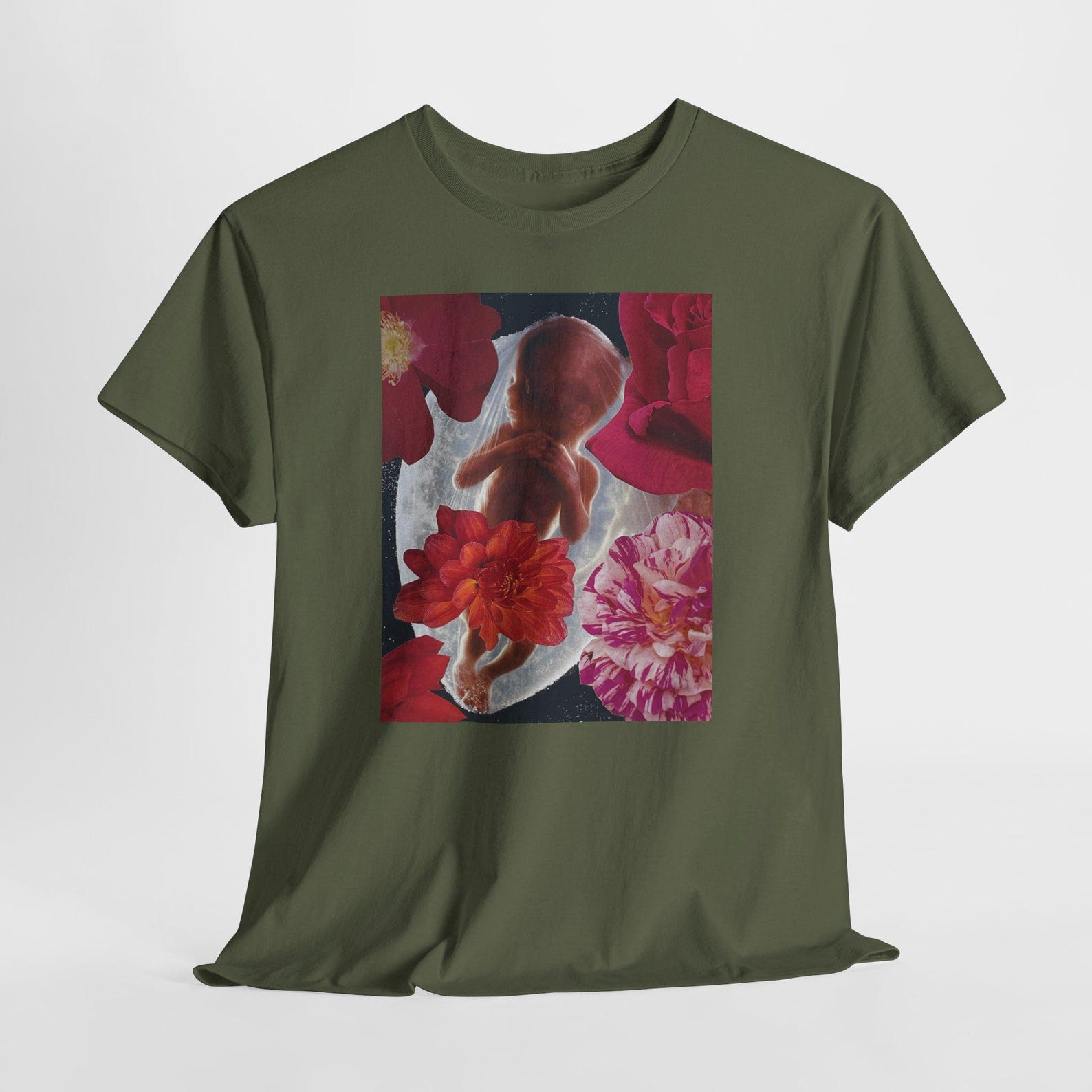 Floral Cosmic Collage T-Shirt | Surreal Life & Bloom Art Tee | Ethereal Flower Collage Shirt | Cotton Unisex Art T Shirt XL