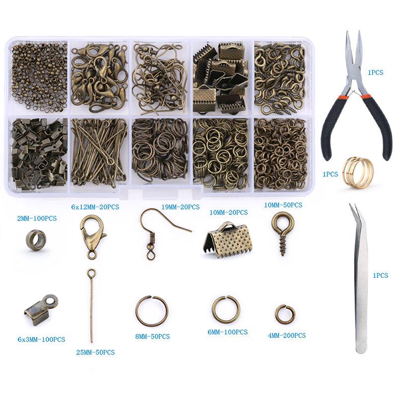 Alloy Accessories Jewelry Findings Set Copper Wire Open Jump Rings Jewelry Making ToolsEarring Hook Jewelry Making Supplies Kit