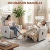 Reclining Massage and Heating Chair, Chenille, 360 Swivel, Cream