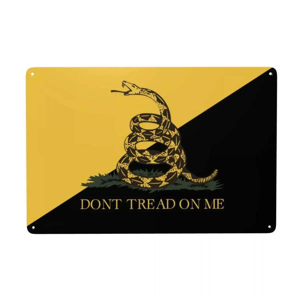 Vintage Libertarian Gadsdens Flag Ancap Flag Metal Sign Custom Tin Plaques Pub Cafe Yard Wall Art Decor 30x20cm