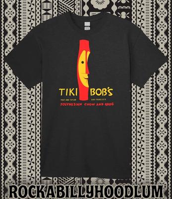 Retro Tiki Art Tee T Shirt Polynesian Bar Mug Restaurant Tiki Bob's CA