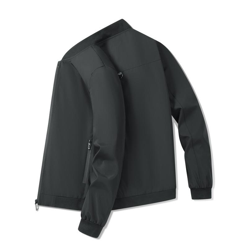 Mens Spring Autumn New Fashion Business Casual Minimalist Versatile Jacket With Zipper Pockets Loose Bomber Outerwear Premium