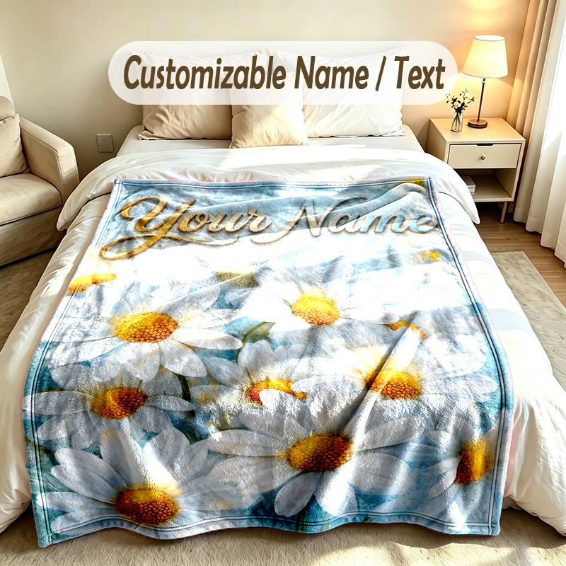 Bloementuin Thema Zachte Deken Gepersonaliseerd Aangepaste Naam Tekst Print Warme Deken Huis Sofa Slaapkamer Decor