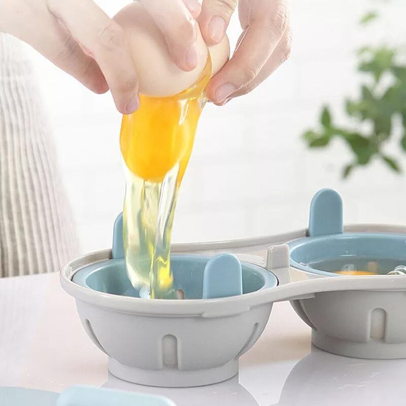 1Pc Double Cup Microwave Eggs Poacher Cookware Cooker Egg Boiler Steamer Maker Poach
