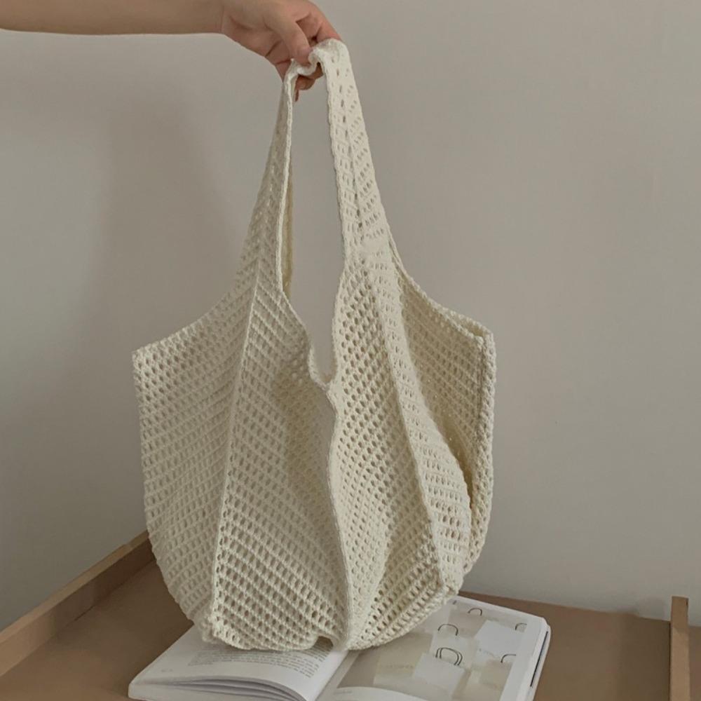 

Fashion Straw Tote Bag Large Capacity Woven Beach Bag Square Solid Color Casual Shoulder Bag Beach Bag Tote Bag абрикосовий