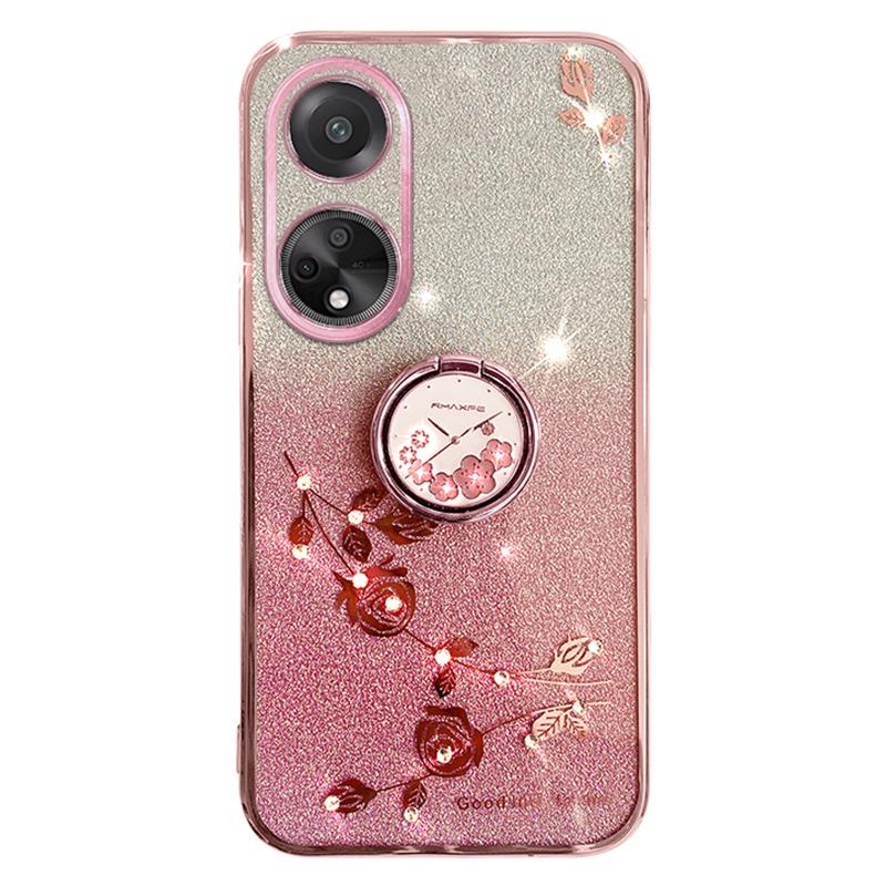KADEM For Oppo A58 4G Phone Cover Case Glitter Ring Kickstand TPU Phone Shell