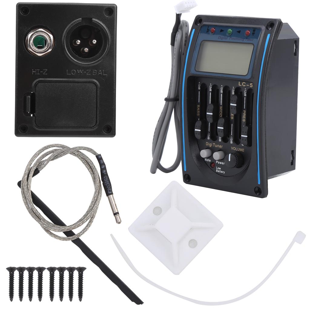 5 Band Guitar Pickup LCD Equalizer Tuning Adjustable Musical Instrument Supplies