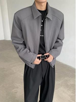 Herren Trendiger CleanFit Kurz Blazer mit gepolsterten Schultern - Frühling/Herbst, High-End Lockerer Gangster-Stil Reversmantel