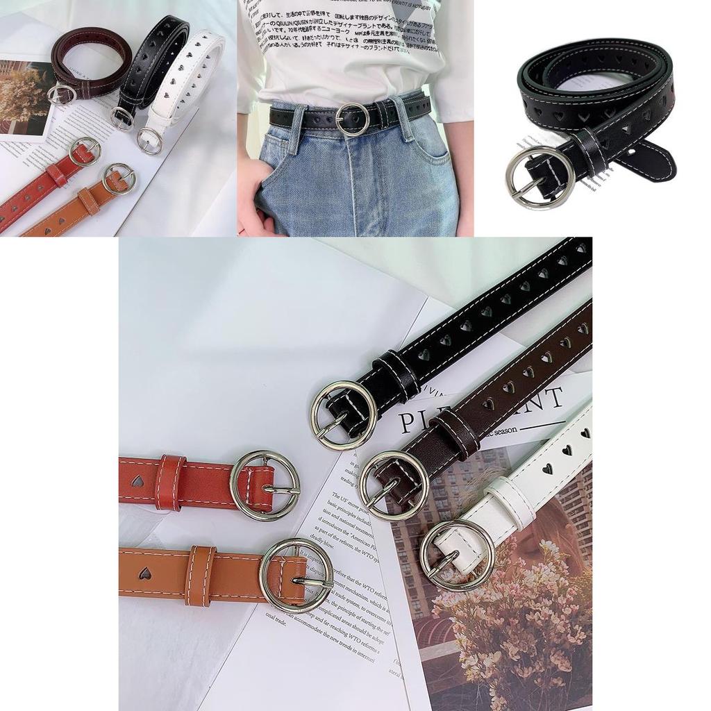 Elegant Minimalist Women's Pu Leather Belt Stylish Round Buckle Adjustable Fashion