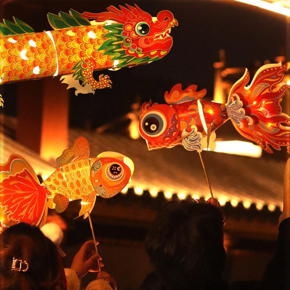 Dance Dragon DIY Chinese Loong Lantern Flying Mid-Autumn Festival Koi Lantern  Spring Festival