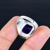 Amethyst Gemstone Silver Men's Ring | 925 Sterling Sliver | Cushion Shape Gemstone | Silver Jewelry | Silver Ring Gift for Him, Men's Ring