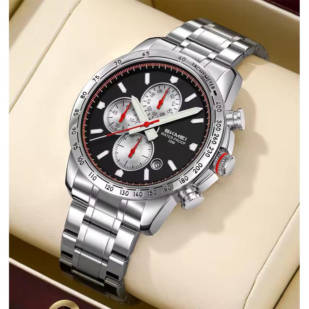 Luxury Men's Watches Stainless Steel Luminous Waterproof Men Wristwatch Chronograph Date Quartz Stylish Man Watch Reloj