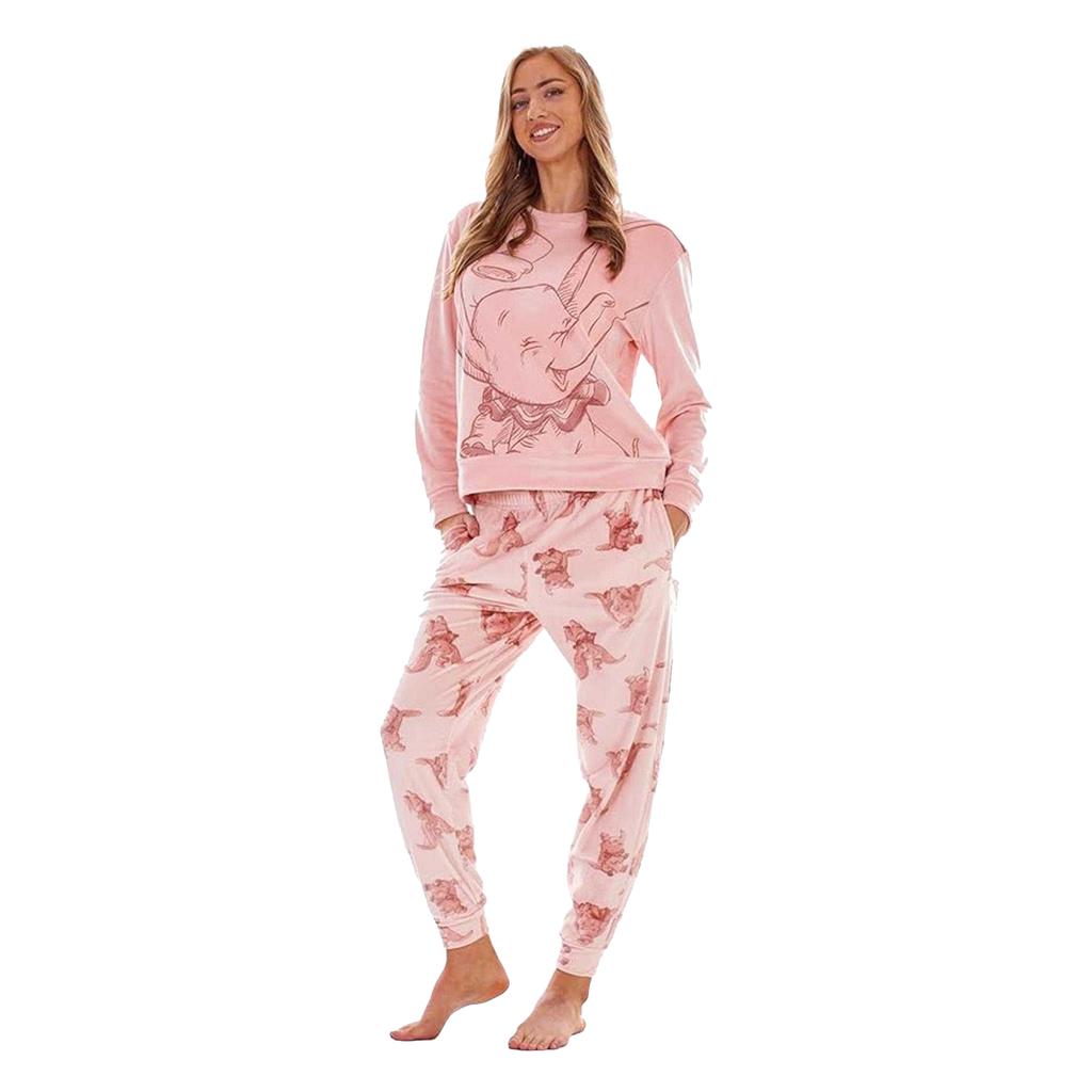 Dumbo Womens/Ladies Velour Long-Sleeved Long Pyjama Set