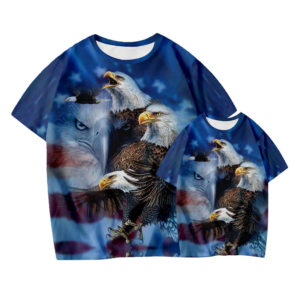 Eagle 3D Printed T-Shirts Regular Teens Mens Streetwear