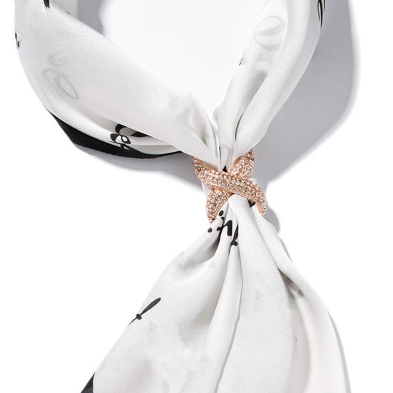 Scarf Rings for Women X Shaped Scarf Buckle Rhinestone Shawl Slide Pin Clip