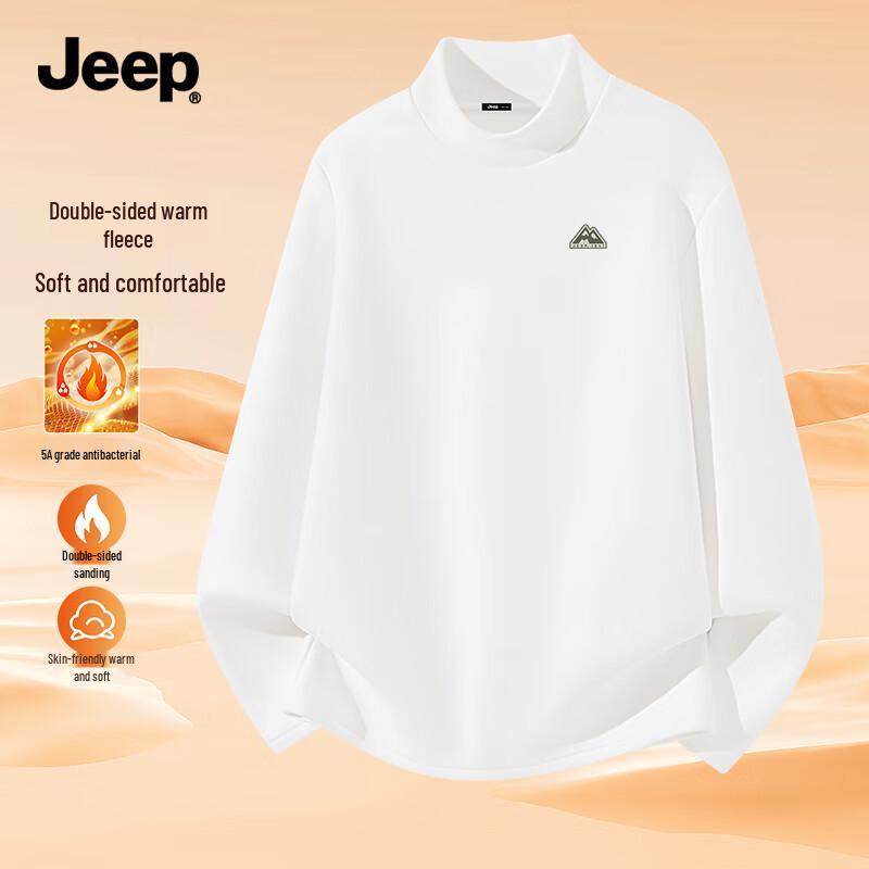 JEEP Men's Fleece-Lined Half-Turtleneck Thermal T-Shirt