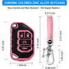 QBUC For Jeep Key Fob Cover With Keychain Compatible With Jeep Wrangler JLU JL Gladiator Rubicon JT Car Flip Key (Pink)