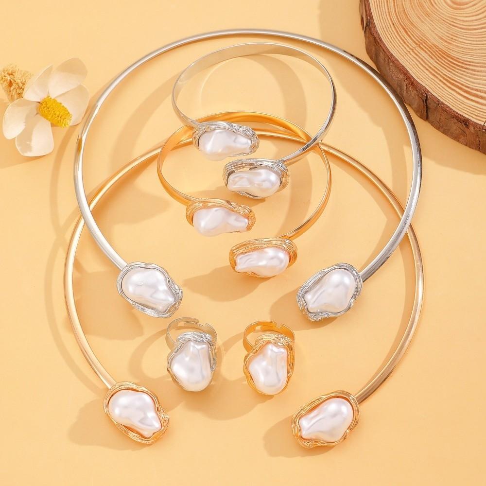 5pcs/set Punk Style Pearl Necklace Set Imitation Pearl Choker Necklace Set Women Jewelry