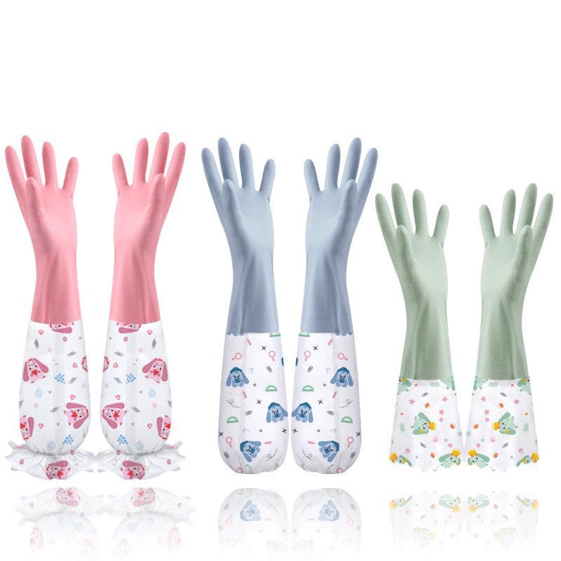 Fleece-Lined Rubber Dishwashing Gloves - Extra Thick, Waterproof, & Warm for Kitchen or Laundry Use
