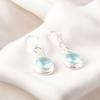 Natural Sky Blue Topaz 925 Sterling Silver Dangle Earrings For Women's 1.67" CE-14-1
