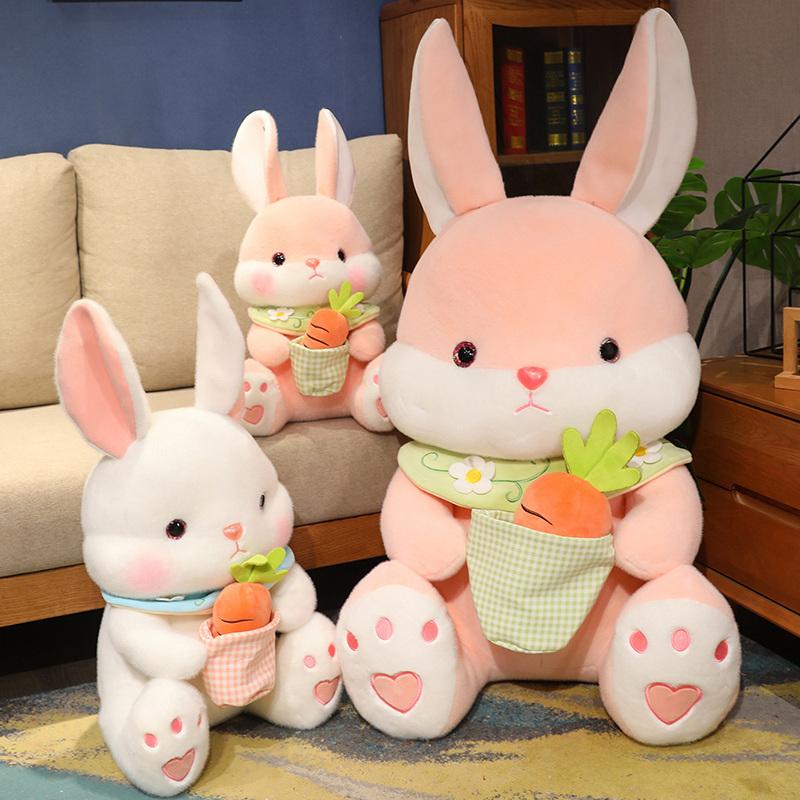 Kawaii Rabbit Plush Toy Stuffed Animal Bunny Rabbit Hold Carrot Soft Doll Pillow Kids Toys Birthday Christmas Gift for Girl