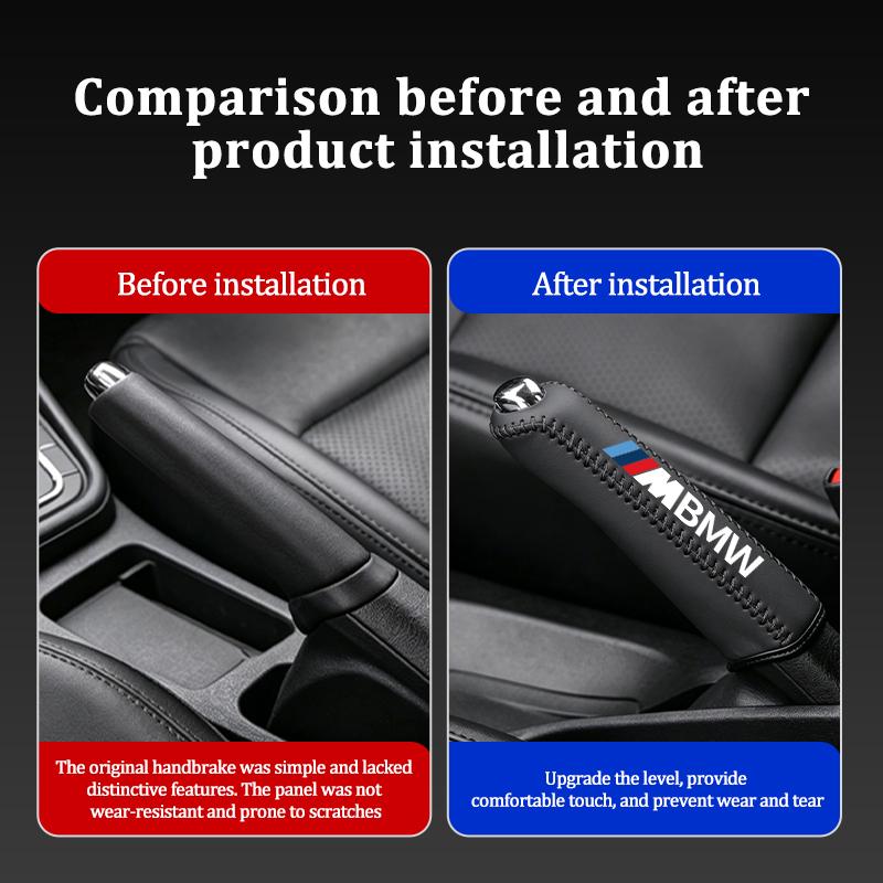 WSQK5 Leather Car Handbrake Cover Non-slip Brake Brake Protector Sleeve For BMW Performance M E87 E30 E46 E28 F35 G20 E93 F20 X3 X