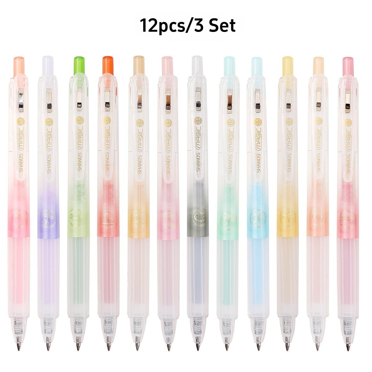 

Zodiac Color-Changing Click Gel Pens 12-Color Set Quick-Drying Retractable 0.5mm Tip Ideal for Journaling Drawing Study