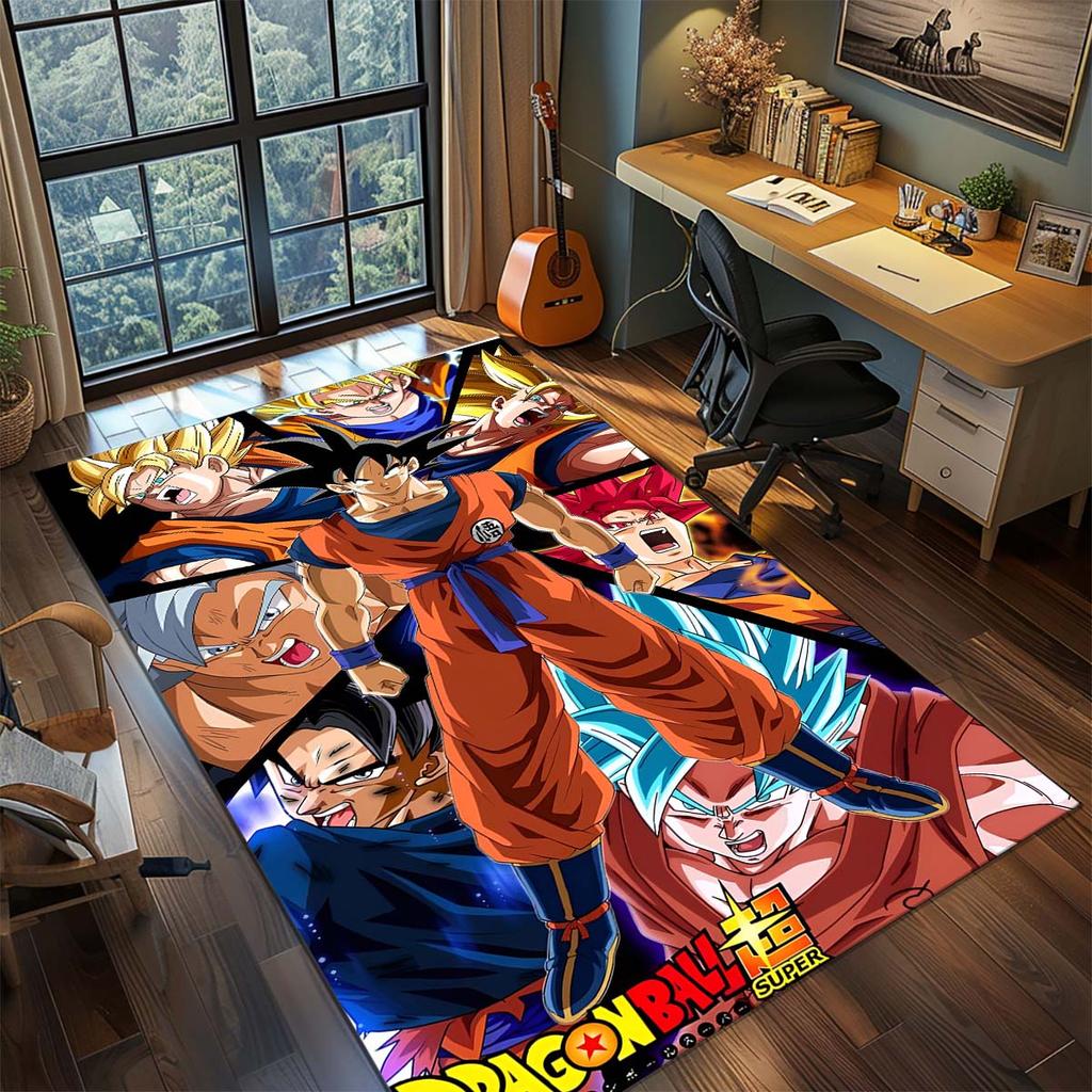 Tappeto Anime Dragon Ball Goku Tappeto Tappeto Grande Area Tappetino Pavimento Antiscivolo Lavabile Stanza Gamer Camera da Letto Decorazioni per la Casa -QJY