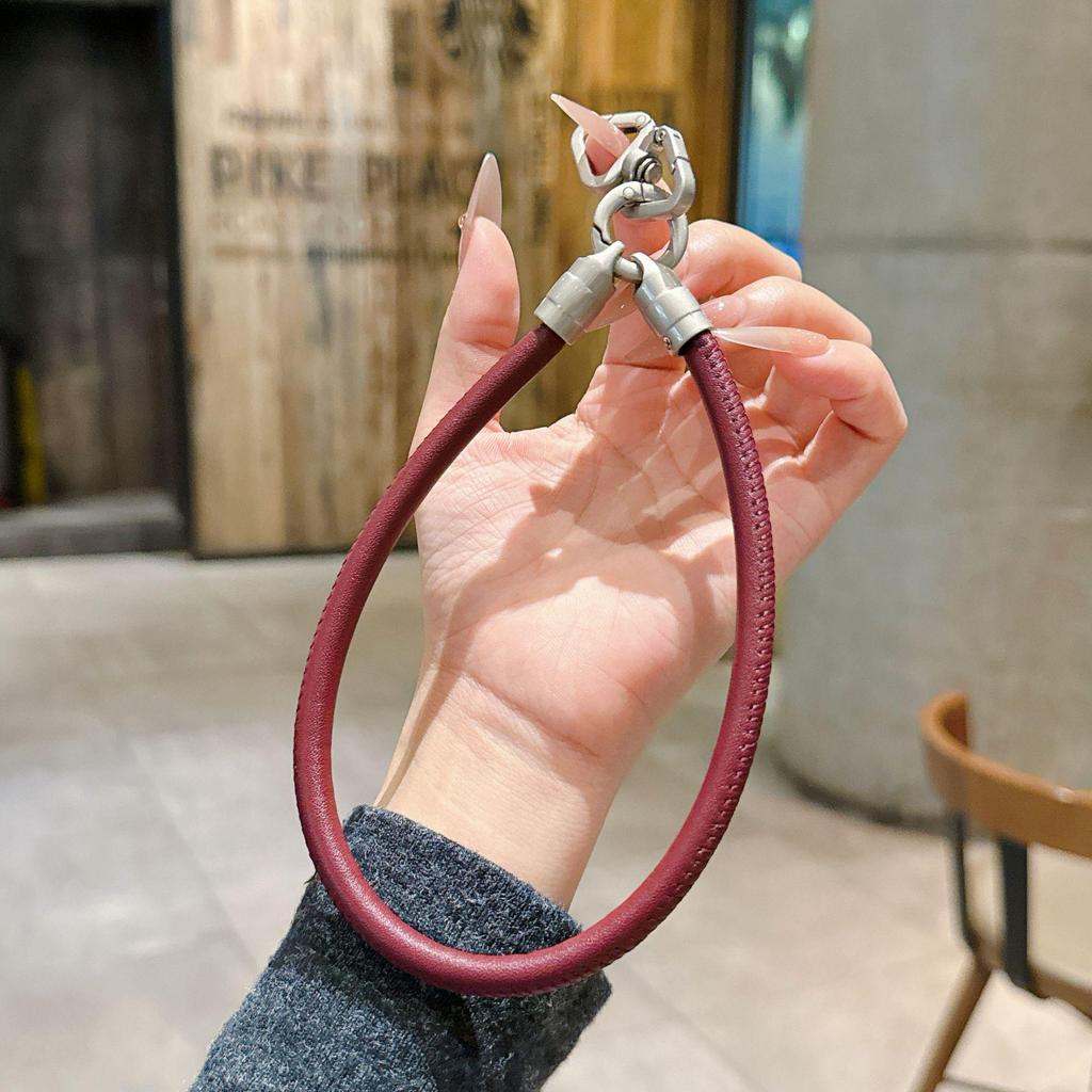 Dopamine Leather Phone Lanyard: Anti-Lost Rotating Wrist Strap & Keychain for Men and Women