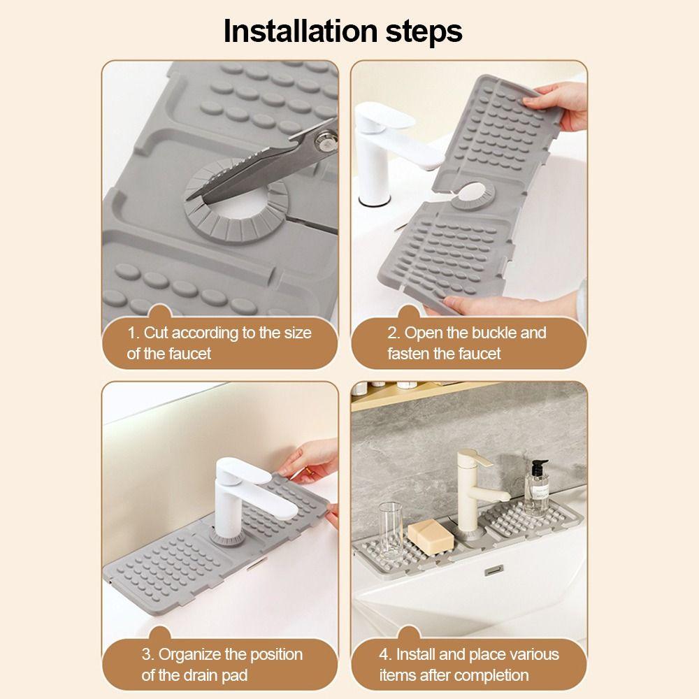 Useful Silicone Faucet Draining Mat Splash Non-Slip Sink Splash Mats Multi-function Drying Mat Kitchen Bathroom Supplies