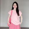 Pink Summer Dopamine Two-Piece Set: Stylish Short-Sleeve T-Shirt and Wide-Leg Pants for Petites