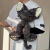 35 CM Cute Black Cat Plush Toy Throw Pillow Khaki Curly KUKI Black Cat Long Hair Doll Big Eyes Festive Gift GivingChild Birthday Gift