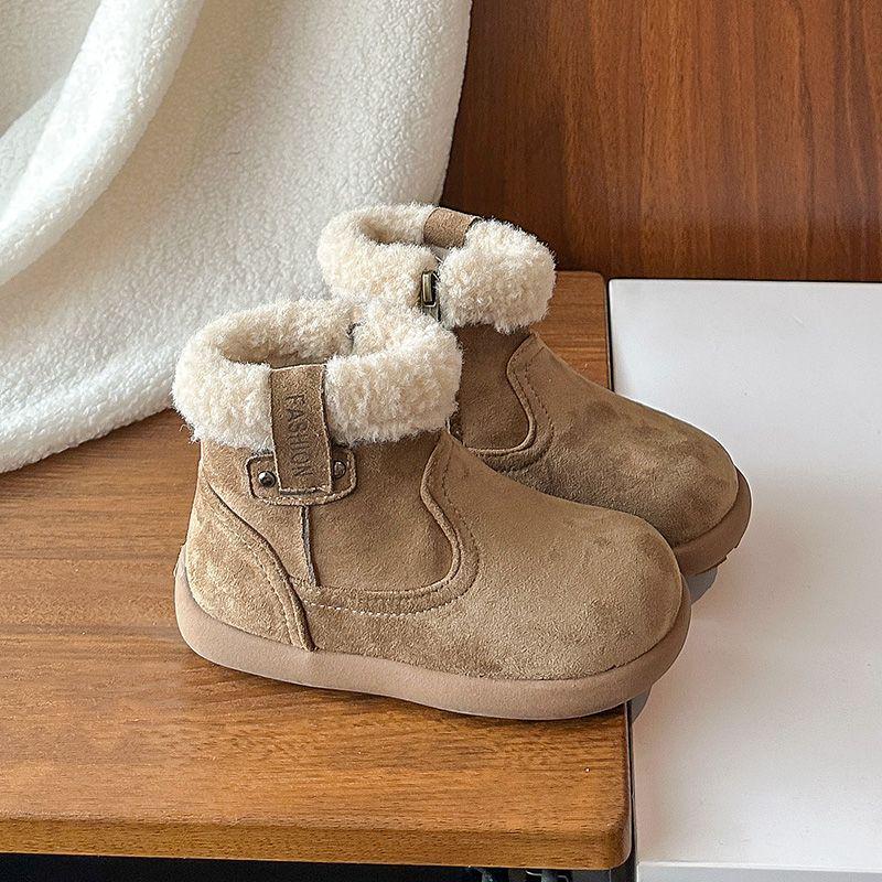 Warme Baumwoll-Kamel-Schneestiefel für Babys und Mädchen - Winter 2025 Edition mit zusätzlichem Samtfutter