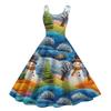 Women's Fashion Casual Christmas Print Sexy Off-the-shoulder Punk Retro Dress