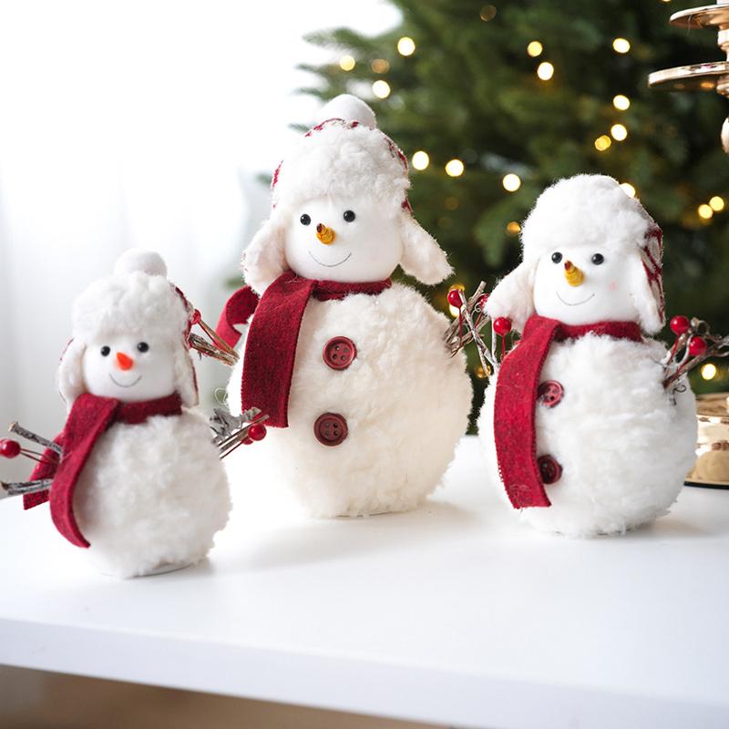 Cute Plush Christmas Snowman Doll Ornaments Merry Christmas Decoration for Home New Year Party Pendant Kids Gift Favors