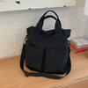 Canvas Bag Women's Large Capacity Lightweight Tote Bag Solid Color Shoulder Crossbody Bag
