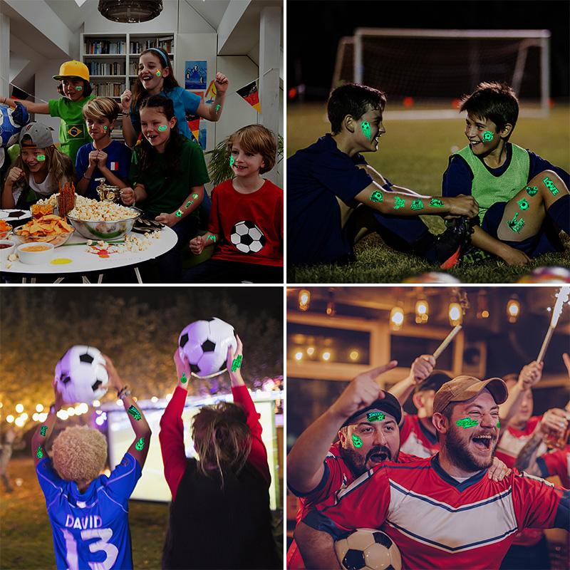 10Pcs Soccer Party Luminous Tattoo Stickers Kids Sports Football Theme Birthday Party Decoration Supplies Gift for Guests