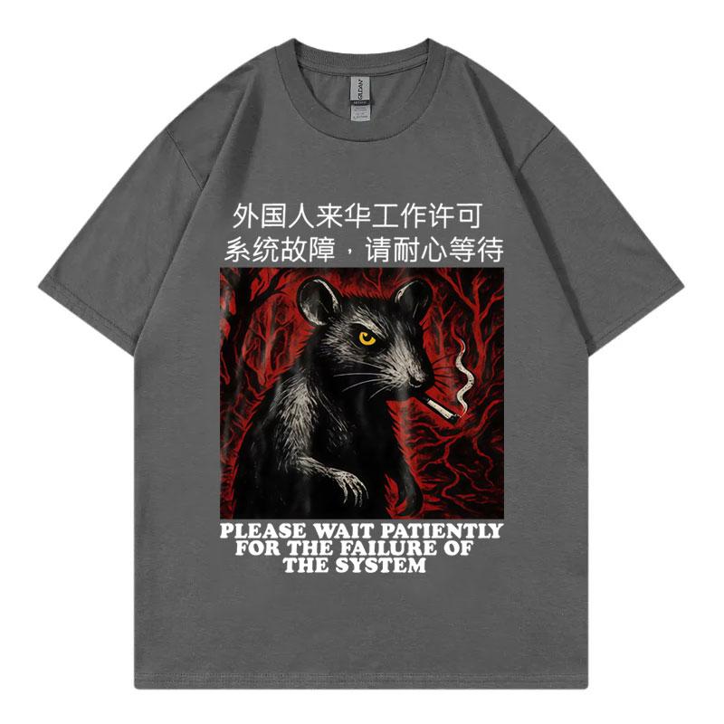 Chinesische Ratte Raucher Meme Grafik T-Shirts Gothic Vintage Kurzarm T-Shirts Unisex Damen Lässige Mode Lockeres T-Shirt Streetwear