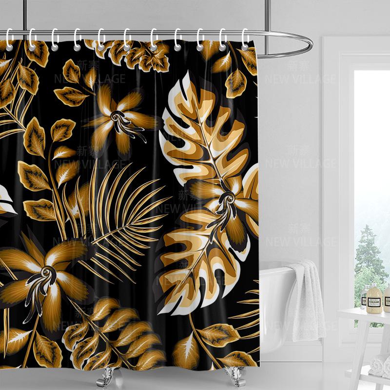 Home shower curtains bathroom Decora waterproof fabric non-slip bathmat water absorption curtain Modern nordic simple plant