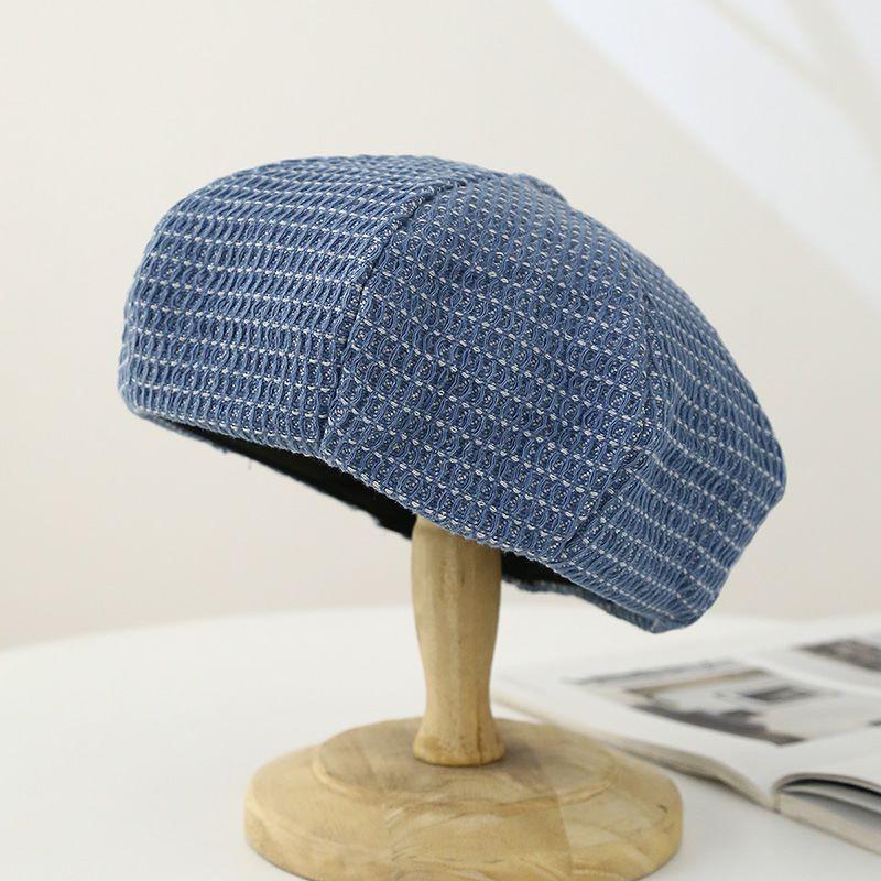 

Шляпа Женский Берет Весна и Осень Новая Шляпа-Тыква Маленькая Восьмиугольная Шляпа Модная Шляпа-Бутон Художника Adult (56-58cm) светло-синий