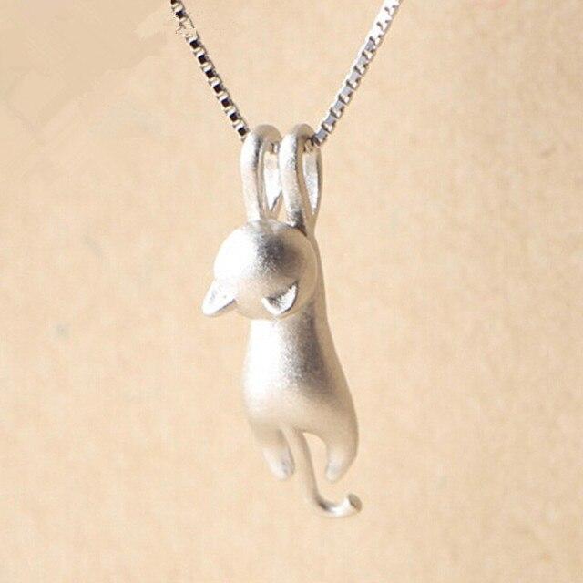 

925 пробы стерлингового серебра колье с подвеской в виде кошки ожерелье ключичная цепочка короткое ожерелье для женщин ювелирные украшения подарок на день рождения
