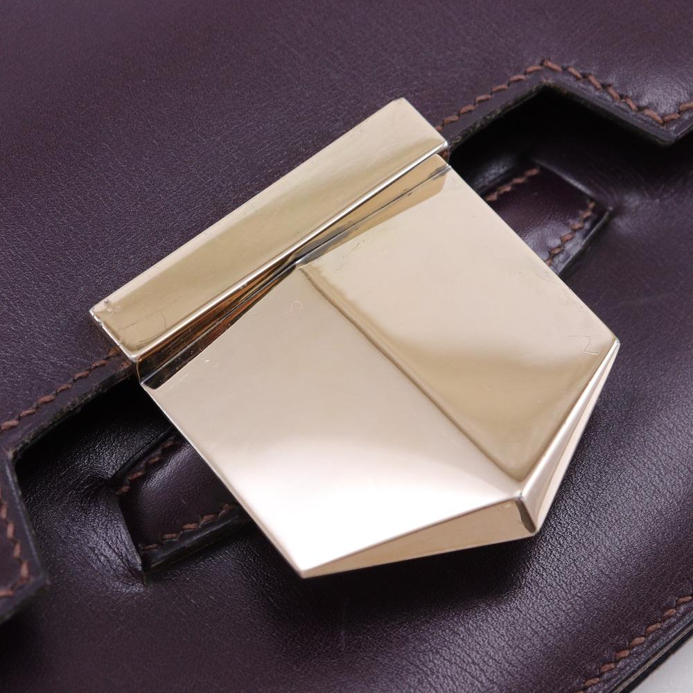 Hermes Fako Clutch Bag Vintage Bordeaux Box Carf Women Used