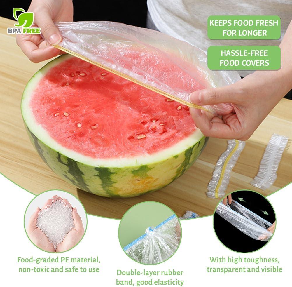 100/200 disposable bowl LIDS, elastic plastic food storage bags, transparent cling film, food covers, reusable for vegetables, p